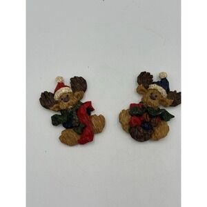 Pair Of Christmas Dog Moose Magnets